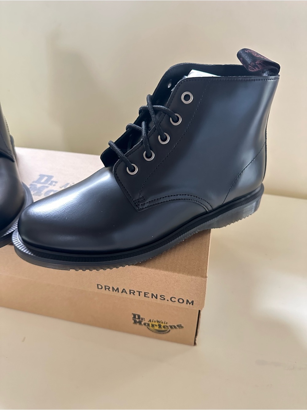 Dr. Martens Black Smooth Leather Lace-Up Ankle Boots